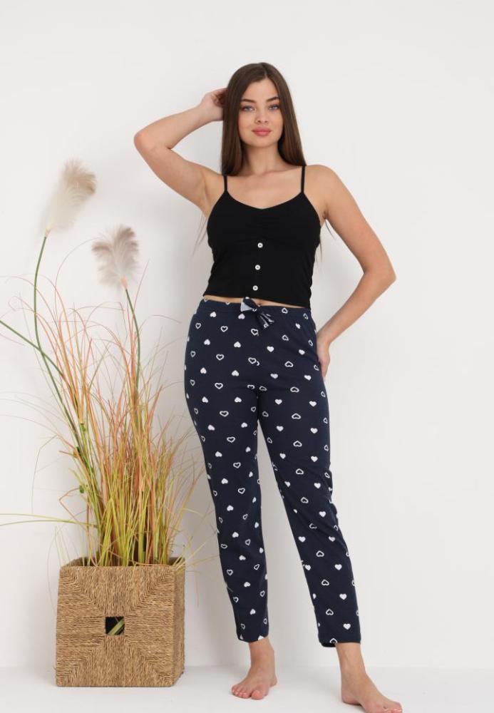 Pantaloni de Pijama Dama ,Culoare Bleumarin cu Alb ,Engros